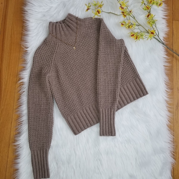 Hippie Rose Turtle Neck Sweater, Super Soft Tan Dark Color, SIZE S...!
